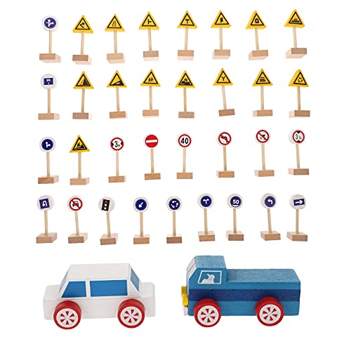 KICHOUSE 1Satz Holz Verkehrsschilder für Teiliges aus Buchenholz für Verkehrserziehung Sicheres und Langlebiges Lernspielzeug für Vorschulkinder von KICHOUSE