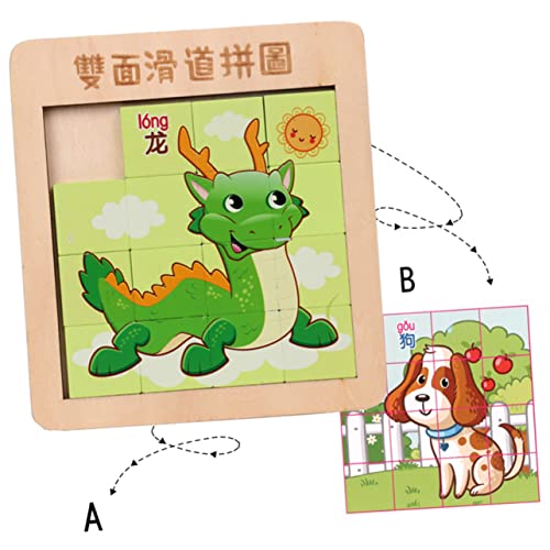 KICHOUSE 1Satz Holzpuzzle Bausteinspielzeug Fingerschiebepuzzle für Jungen und Pädagogisches aus Holz Fördert die Motorik Zufälligem Stil für Kleinkinder von KICHOUSE