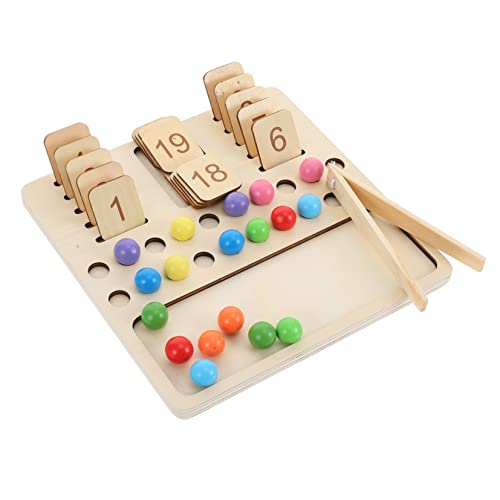 KICHOUSE 1Satz Holzspielzeug Lernspielzeug für Geometrisches Puzzle und Zahlenbrett Pädagogisches Mathematikfähigkeiten Tragbar für Eltern Junge Mädchen Aktivitäten von KICHOUSE