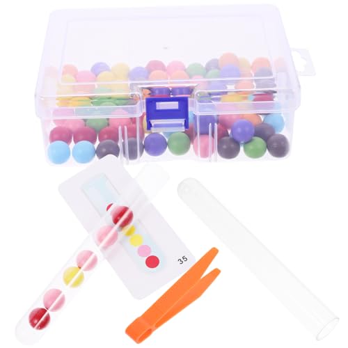 KICHOUSE 1Satz Lernspielzeug Fingerfertigkeitsspielzeug Mit Pinzetten Röhren Bunten Lernkarten Und Aufbewahrungsbox Fördert Hand Auge Koordination von KICHOUSE