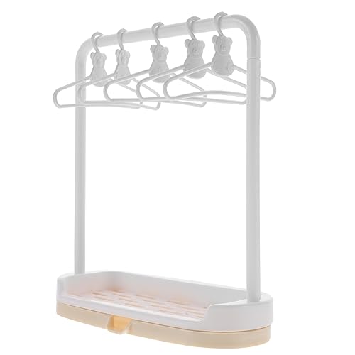 KICHOUSE 1Satz Puppenkleiderständer Set mit Babykleiderbügeln Robustes Puppenzubehör für Aufbewahrung von Puppenkleidung im Miniaturformat für Bjd und Puppenhaus Dekoration von KICHOUSE