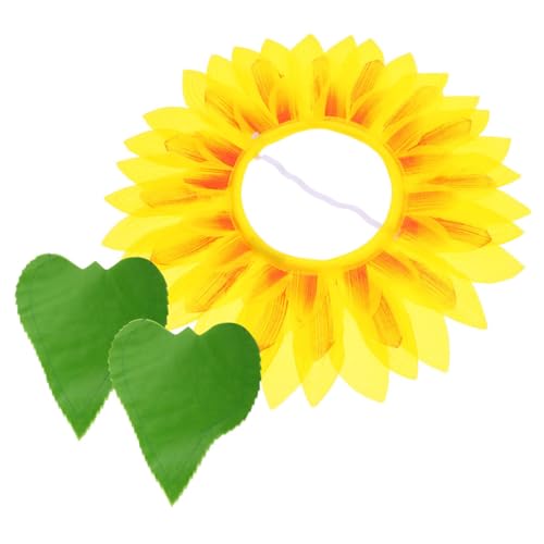 KICHOUSE 1Satz Sonnenblumen Kopfbedeckung mit Lebendigen Blatthandschuhen Cosplay Kostüm für Karneval Feste und Fotografie Bequemes Material Augenfänger für Jede von KICHOUSE