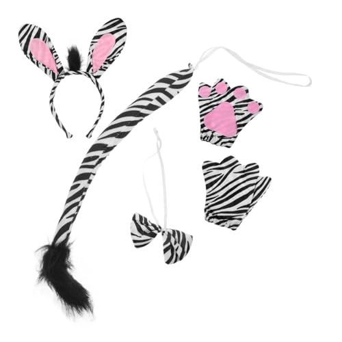 KICHOUSE 1Satz Zebra Kostüm Set Für Tierohren Stirnband Fliege Halloween Geburtstagsfeiern Und Kostümpartys Weiches Hautfreundliches Material Lustige Accessoires von KICHOUSE