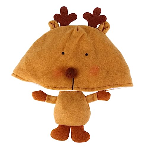 KICHOUSE 1Stück Plüschhut Weihnachten Lustiger Unisex Weihnachts Cartoon Puppenhut für Kostümpartys Bequeme Passform mit Gummiband Festliche Kopfbedeckung für Erwachsene von KICHOUSE