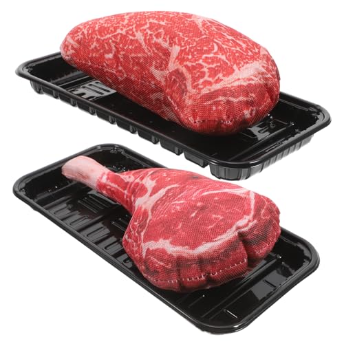 KICHOUSE 2 Sätze Künstliches Rindfleisch Steak Modell Teiliges Deko für Heim und Restaurantgestaltung Realistische Lebensmittelattrappe für Fotografie und Kulinarik von KICHOUSE