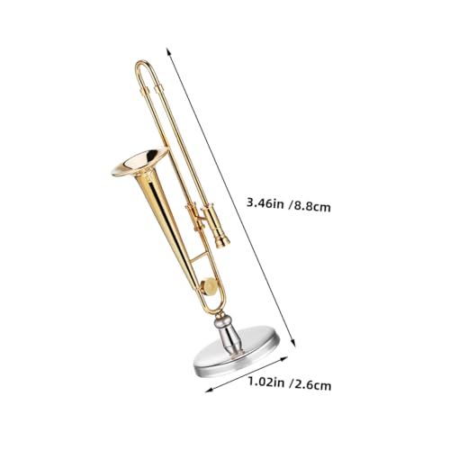 KICHOUSE 2 Sätze Miniaturposaune Metallmodell Goldkupfer Lack Mini Musikinstrument mit Schwarzer Aufbewahrungsbox und Ständer für Puppenhaus Dekoration Sammler KICHOUSE 2 Sätze Miniaturposaune Metallmodell Goldkupfer Lack Mini Musikinstrument mit Schwarzer Aufbewahrungsbox und Ständer für Puppenhaus Dekoration Sammler von KICHOUSE