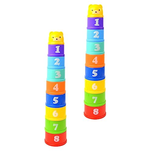 KICHOUSE 2 Sätze Stapelbecher für Lernspiel mit Zahlen und Buchstaben für Kleinkinder Fördert Kognitive Fähigkeiten und Hand Augen Koordination Zufällige Farbe Zufällige Farbe von KICHOUSE
