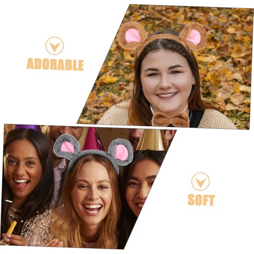 KICHOUSE 2 Satz Plüsch Stirnband mit Weichen Ohren und Schleife Bequemes Tierkostüm Zubehör für Halloween Partys Cosplay für Erwachsene von KICHOUSE