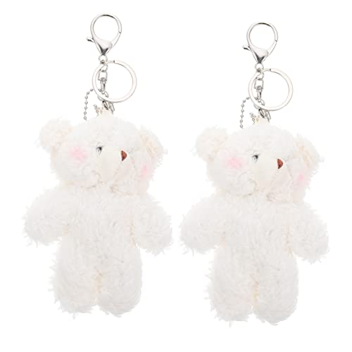 KICHOUSE 2 Stück Bär Schlüsselanhänger Tiere Bären Karikatur Ausgestopfter Tierschlüsselbund Mini Kawaii Schlüsselanhänger Schlüsselbundgeschenk Schlüsselanhänger Für Mädchen Weiß Plüsch von KICHOUSE
