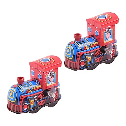 KICHOUSE 2 Stück Dampflok Aufziehspielzeug Retro Eisenbahn für Wind Up Design Fördert Kreativität und Kommunikation von KICHOUSE