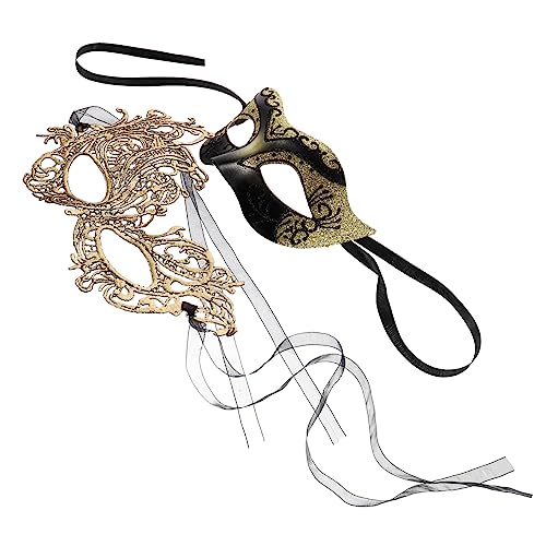 KICHOUSE Masquerade Maske 2 Stück Halbgesichtsmasken Für Kostümball Und Maskerade Geheimnisvolle Cosplay Masken Und Ideal Für Partys Und Karneval Mit Elastischem Band Für Sicheren Sitz von KICHOUSE