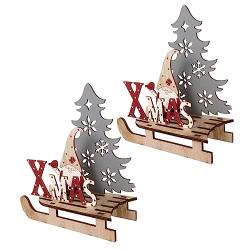 KICHOUSE 2 Stück Holz Puzzle Weihnachtsdeko DIY Schneeschlitten Ornament für Festliche Tischdekoration Kreative Weihnachtsornamente für Stimmungsvolle Feiern von KICHOUSE