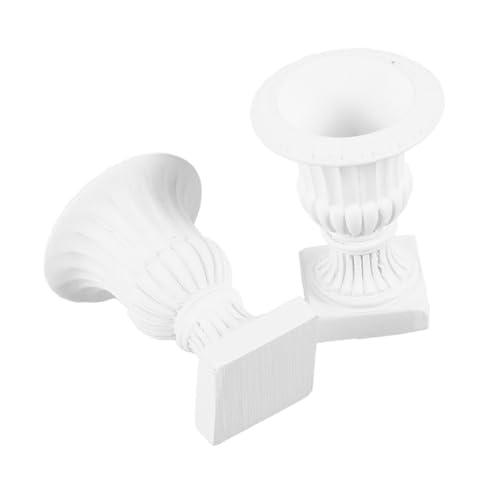 KICHOUSE 2 Stück Mini-Blumentopf Dollhouse Dekorationen Dekorationszubehör für Puppenhäuser Puppenhaus-Miniaturartikel Miniatur-Vasenverzierungen Mini-Puppenhauszubehör Plastik Weiß von KICHOUSE