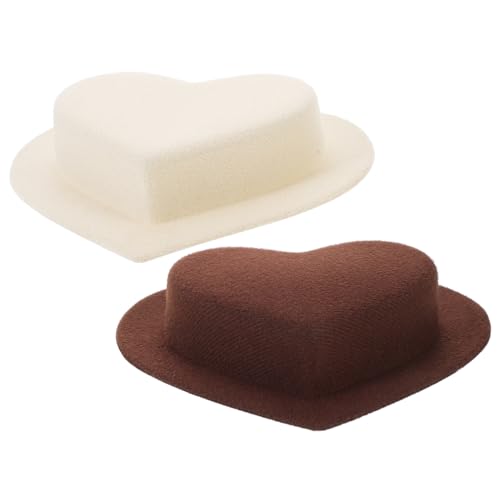 KICHOUSE 2 Stück Miniatur Herzförmige Bastelhüte Dekorative Puppenhüte für Diy Projekte Geeignet für Partys und Kreative Dekorationen Beige Braun für Puppen und Kleine Accessoires von KICHOUSE