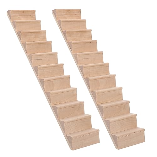 KICHOUSE 2 Stück Miniatur Treppen aus Holz für Puppenhaus Dekorative Möbelmodelle für DIY Geeignet für Schlafzimmer und Diorama Modellbau von KICHOUSE