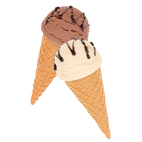 KICHOUSE 2 Stück Simulations- gefälscht Eistüte Party Zapfen Showcase schaukästen Ice Cream Cones Wunderbares Ausstellungsmodell Desktop-Eiscreme-Modell Eiscreme-Modell fotografieren PVC von KICHOUSE