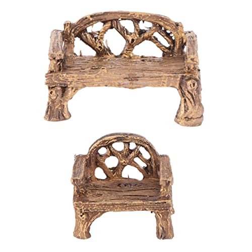 KICHOUSE 2 Stück Simulationstisch Und Stuhl Bonsai Ornamente Kleine Gartendekoration Kleine Gartenornamente Kleine Landschaftsbau Ornamente Miniatur Ornamente Topfpflanzen von KICHOUSE
