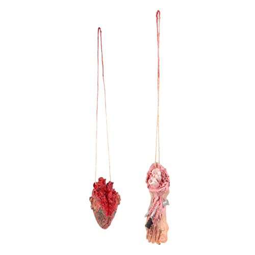 KICHOUSE 2 Stück Teiliges Halloween Deko Realistische Organ Anhänger Gruselige Hängende Körperteile für Party und Spukhaus Dekoration Schaurige Halloween Accessoires von KICHOUSE