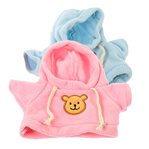 KICHOUSE 2 Stück Teiliges Kuscheltiere Kleidung für Bären Austauschbare Outfits für Plüschbären Pinke und Blaue Hoodies zum Ankleiden von KICHOUSE