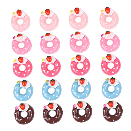 KICHOUSE 20 Stück DIY Donut Zubehör kunstharz geburtstagsmitgebsl Geschenkidee Geschenkeidee künstliche Donut-Design-Accessoires Bastelbedarf für DIY-Projekte Handy-Shell-Ornament Plastik von KICHOUSE
