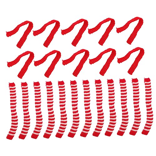 KICHOUSE 20 Stück Mini-Schal Zubehör Mädchen Machen erstellen cutermesserser weihnachtsparty Accessoires türdeko Weihnachten Mini schal Partyschals Mini-Spielzeugfiguren-Schals Garn rot von KICHOUSE
