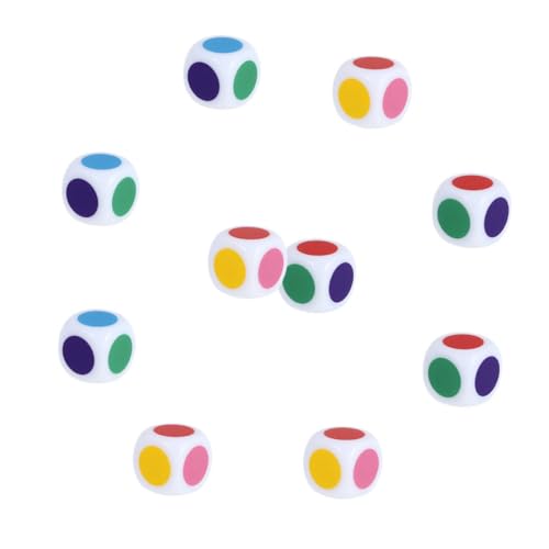 KICHOUSE 20 Stück Spiel interaktive Würfel Farblehrwürfel Bildungsspielzeug Kind zählt Würfel sechsseitige Spielwürfel Lernwürfel Farbig Bedruckte Würfel Farben kognitive Würfel Acryl Bunt von KICHOUSE