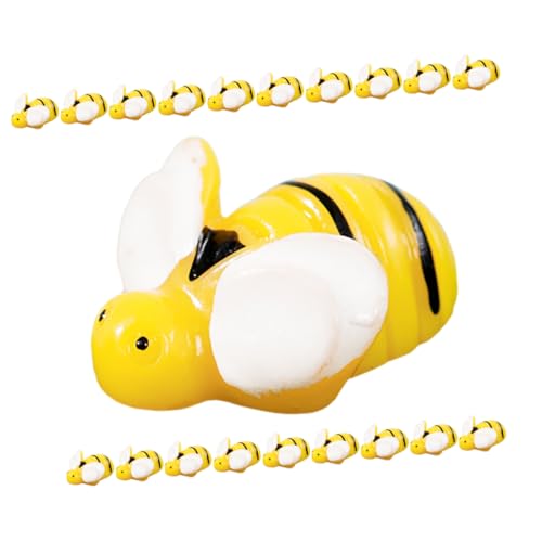 KICHOUSE 20 Stück Teiliges Mini Harz Bienen Detailreiche Miniatur Bienenskulpturen für Moos Landschaft Aquarium und Mikro Dekoration Platzsparend für Büro Regal Garten Naturgetreu von KICHOUSE