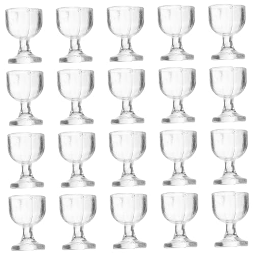 KICHOUSE 20 Stück Teiliges Mini Wein Puppenhaus Zubehör Miniatur Rotweingläser Rundboden Transparent für Puppenhaus Dekoration von KICHOUSE