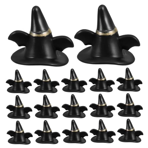 KICHOUSE 24 Stück Mini Schwarz Hüte für Puppen Miniatur Hüte für DIY Bastelprojekte und Halloween Dekorationen für Schneemann und Miniaturszenen von KICHOUSE