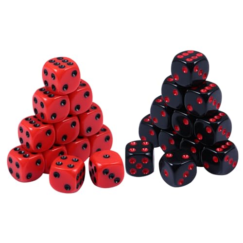 KICHOUSE 24 Stück Punkte großer Jumbo klein gerundet partnerspiele verstausack Gry planszowe partyknaller partydeko Einschulung Acrylwürfel 6-seitige Bar beim Würfeln von KICHOUSE