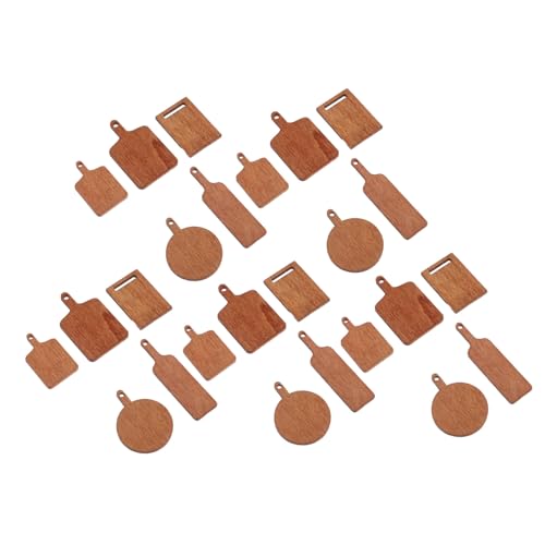 KICHOUSE 25 Teiliges Puppenhaus Küchenzubehör Mini Küchenschneidebrett Mini Holzschneidebrett Hellbraun Puppenhaus Miniaturzubehör Aus Holz von KICHOUSE