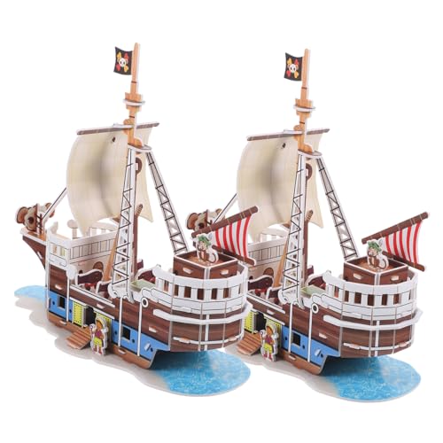 KICHOUSE 2Sätze Papier Puzzle Piratenschiff Modellbausatz Für Pädagogisches DIY Rätselspielzeug Kreativität Und Vorstellungskraft Für Jungen von KICHOUSE