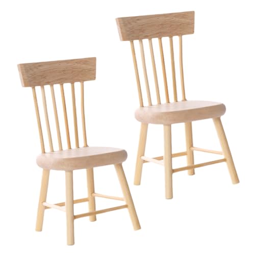KICHOUSE 2St Mini-Stuhl aus Eiche Modelle Stühle Spielzeuge Mini-Holzstuhl Miniaturstuhl Kinderspielzeug Kleiner Miniatur-Holzstuhl Miniatur-Stuhlmodell Möbel Dekorationen von KICHOUSE