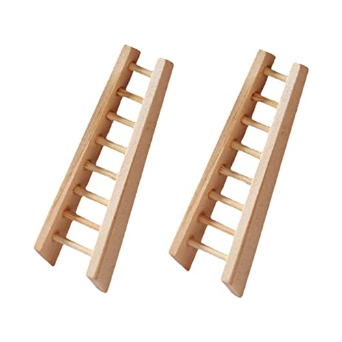 KICHOUSE 2Stücke Holzleiter Dekorative Möbel für Puppenhaus und Garten Hochwertige Langlebige Miniaturleiter aus Holz für DIY Projekte und Kreative Szenen von KICHOUSE
