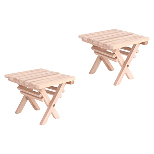 KICHOUSE 2Stücke Miniatur Klapptisch aus Holz für Puppenhäuser Exquisiter Faltbarer Minitisch für Kleiner Haus Dekoration und Outdoor Szenarien von KICHOUSE