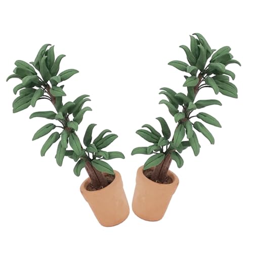 KICHOUSE 2Stücke Mini Bonsai Modell für Puppenhaus Realistische Topfpflanzen Deko Ornament für Miniaturmöbel Puppenhaus Zubehör und Heimdekoration von KICHOUSE