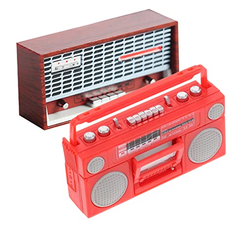 KICHOUSE 2Stücke Retro Radio Für Puppenhaus Klassisches Zubehör Für Miniaturmöbel Für Kinderspielzeug Und Kreative Rollenspiele von KICHOUSE