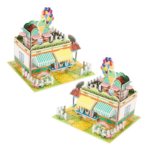 KICHOUSE 2Stücke Schaumstoffpuzzle Eiscreme Shop Teiliges für Erwachsene Lehrreiches DIY Modell Kreativität und Fantasie Kinderfreundliche Baukästen mit Abgerundeten von KICHOUSE