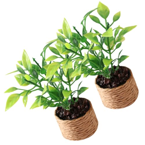 KICHOUSE 2Stücke Tree Potted Plants Dekoration für Puppenhaus und Mittelstück Künstliche Pflanzen für DIY Landschaft und Zen Garten von KICHOUSE