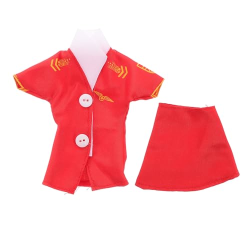 KICHOUSE 2pcs 30 cm Girls Doll Dress Up Clothes Fashion Flugbegleiter Uniform Und Rock Set Puppenkleidung Set Puppenzubehör Für Spielpuppenkostüme von KICHOUSE