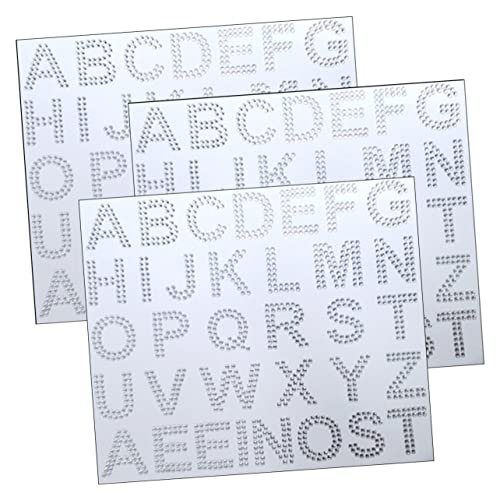 KICHOUSE 3 Blätter Strass-Aufkleber Buchstaben Auf Aufkleber Strass-Buchstaben- Bling Aufkleber Mantel Versorgung Diamant- Dekorative Raute Auf Buchstaben DIY -Handwerk Weiß Acryl von KICHOUSE