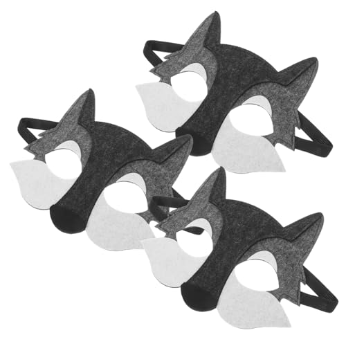 KICHOUSE 3 STÜCKE Wolfsmaske für Lustige Filz Halbmaske für Kostüm Accessoires und Geburtstagsfeiern für Maskerade Events und Party von KICHOUSE