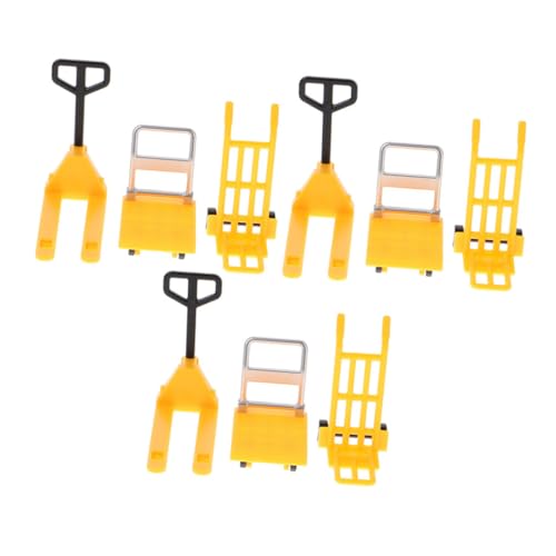 KICHOUSE 3 Sets Puppenhaus Miniatur BAU Auto Spielzeug Miniatur Hand Riemenscheibe Spielzeug Cartoon Micro Szene BAU Gabelstapler Modell von KICHOUSE