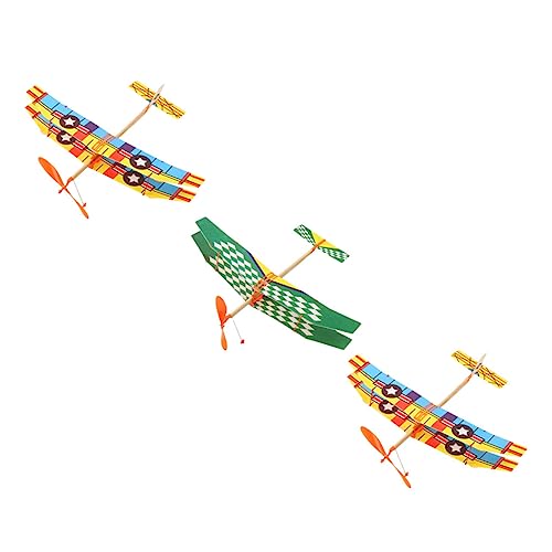 KICHOUSE 3 Stück Gummiband Flugzeug für kinderspielzeug Planes Flugzeug für draußen flugzeugmodelle Segelflugzeuge lustige Segelflugzeuge Holz von KICHOUSE