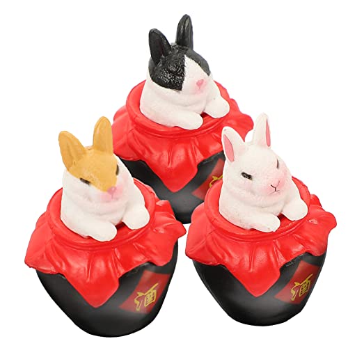 KICHOUSE 3 Stück Mini Kaninchen Ornament Plüschtiere Puppen Gartentiere Figuren Streu Ausgestopfter Hamsterkäfig Frosch Wellensittich Faultier Babystall Miniaturen von KICHOUSE
