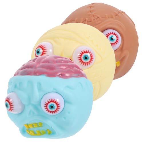 KICHOUSE 3 Stück Schädel Stressabbau dehnbares Halloween-Partygeschenke Neuartiges Druckentlastungsspielzeug Cartoon-Squeeze- PVC von KICHOUSE