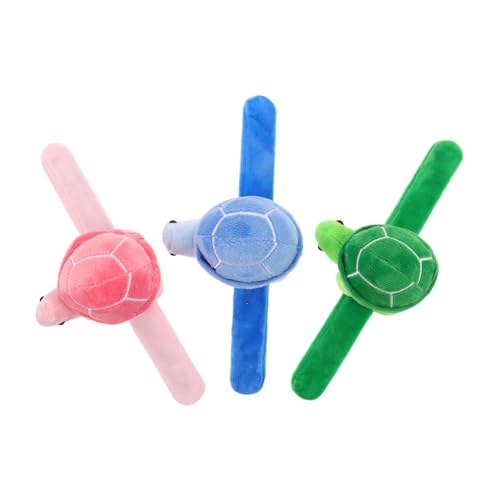 KICHOUSE 3 Stück Schildkrötenarmband Schlagarmbänder für Kinderpartyspielzeug Plüsch-Schildkröten-Umarmungen Goodie Bag Stuffers Gefälligkeiten für Kinderpartys PP Baumwolle von KICHOUSE