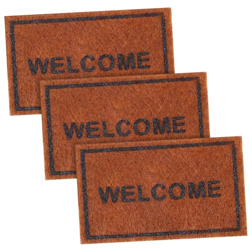KICHOUSE 3 Stück Teiliges Miniatur Puppenhaus Teppich Braune Mini Bodenmatten Weiche Kleine Hausdeko für Puppenmöbel Zubehör Geeignet als für Sammler von KICHOUSE
