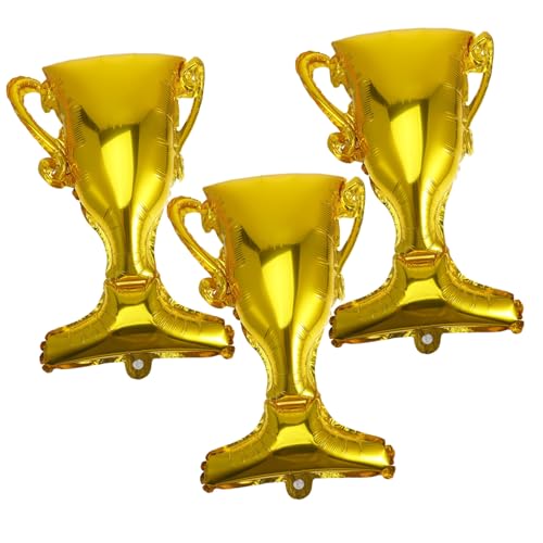 KICHOUSE 3 Stück Teiliges Pokal Folienballon für Abschlussfeier Kreative Dekoration für Sport und Geburtstagsfeiern Eleganter Heliumballon Gold von KICHOUSE