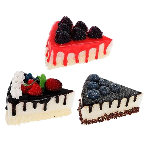 KICHOUSE 3 Stück Kuchenmodelle aus PU für Fotografie Künstliche Kuchendekorationen Realistische Dessert Requisiten für Partys und Festlichkeiten von KICHOUSE